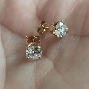 14k Gold Brilliant CZ Stud Earrings